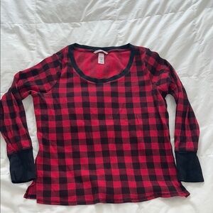 Victoria's Secret Red and Black Buffalo Plaid Thermal Pajamas